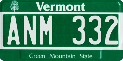 VT license plate ANM332