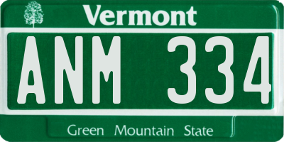 VT license plate ANM334