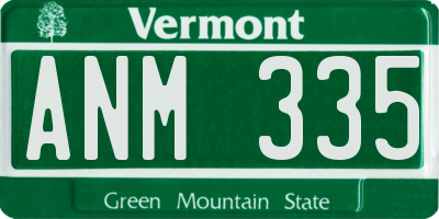 VT license plate ANM335