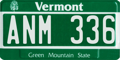 VT license plate ANM336