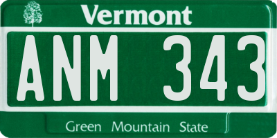 VT license plate ANM343