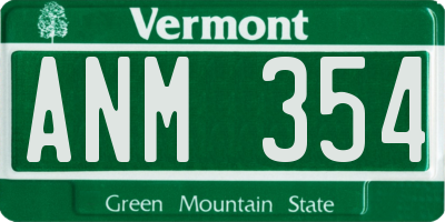 VT license plate ANM354