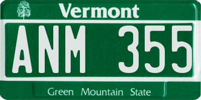 VT license plate ANM355