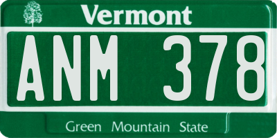 VT license plate ANM378