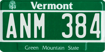 VT license plate ANM384