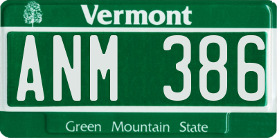 VT license plate ANM386