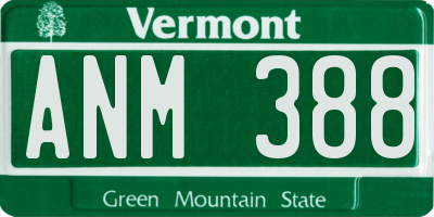 VT license plate ANM388