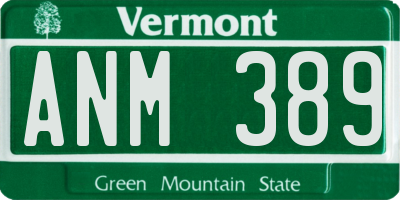 VT license plate ANM389