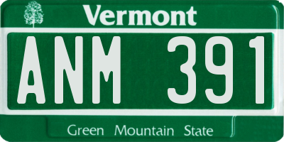 VT license plate ANM391