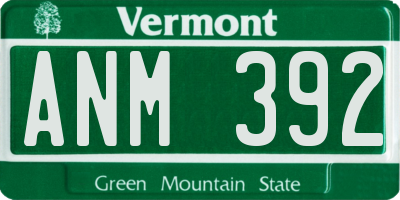 VT license plate ANM392