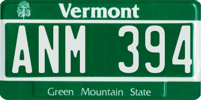 VT license plate ANM394
