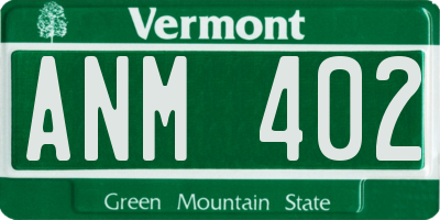 VT license plate ANM402