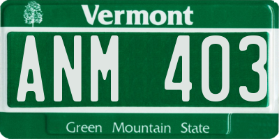 VT license plate ANM403