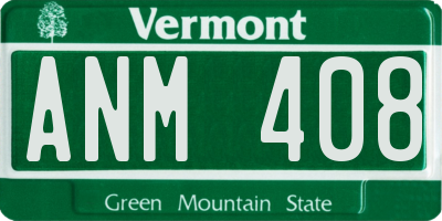 VT license plate ANM408