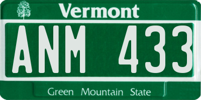 VT license plate ANM433