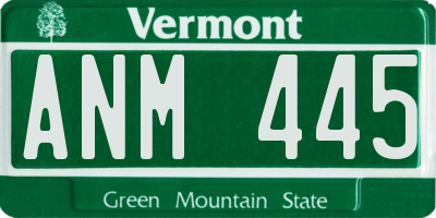VT license plate ANM445