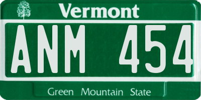 VT license plate ANM454