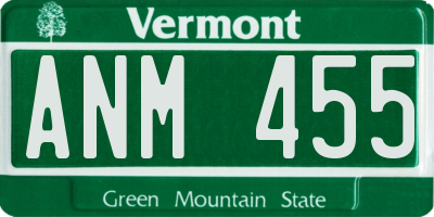 VT license plate ANM455