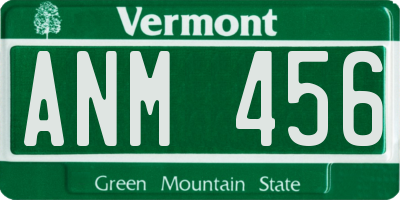 VT license plate ANM456