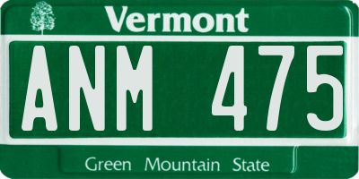VT license plate ANM475