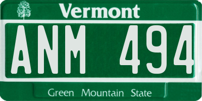 VT license plate ANM494