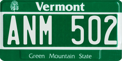 VT license plate ANM502
