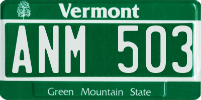 VT license plate ANM503