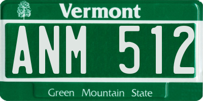 VT license plate ANM512