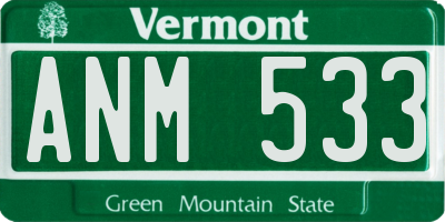 VT license plate ANM533