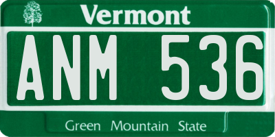 VT license plate ANM536