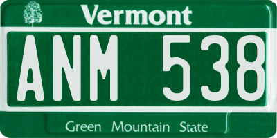 VT license plate ANM538