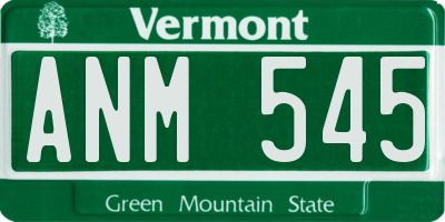 VT license plate ANM545