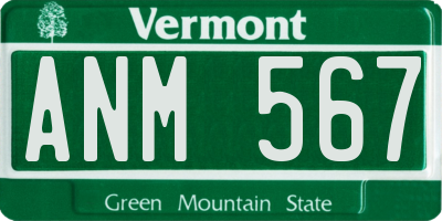 VT license plate ANM567