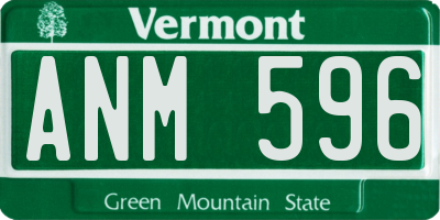 VT license plate ANM596