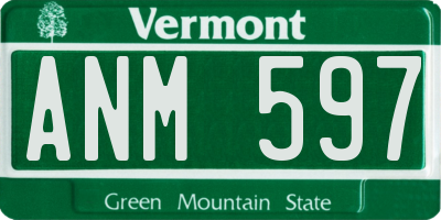 VT license plate ANM597