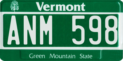 VT license plate ANM598