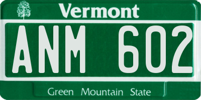 VT license plate ANM602