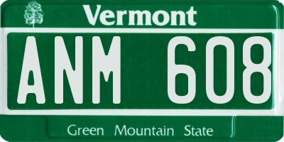 VT license plate ANM608