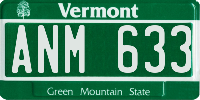 VT license plate ANM633