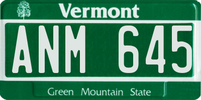 VT license plate ANM645