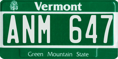 VT license plate ANM647