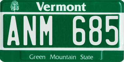 VT license plate ANM685