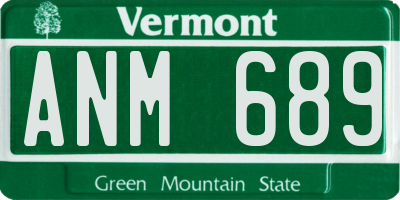 VT license plate ANM689