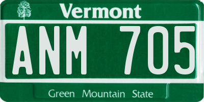 VT license plate ANM705