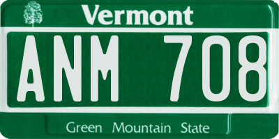 VT license plate ANM708