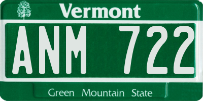 VT license plate ANM722
