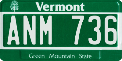 VT license plate ANM736