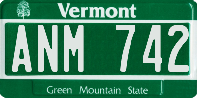 VT license plate ANM742