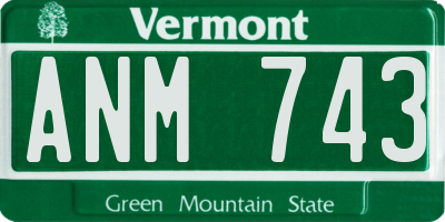 VT license plate ANM743