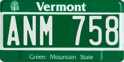 VT license plate ANM758